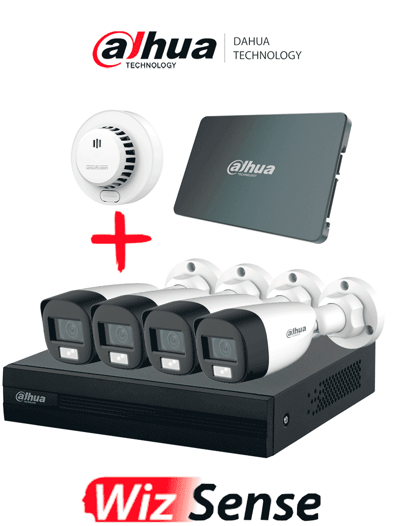 DAHUA PAQ-DH-XVR1B04-I/DH-HAC-HFW1200CLN-DHI-HY-SA13A - Kit Iluminación Dual de 4 Canales con SSD de 512GB/ 4 Camaras IL de 2 Megapixeles con Microfono/ Regalo Detector de Humo Stand Alone DHI-HY-SA13A DAHUA PAQ-DH-XVR1B04-I/DH-HAC-HFW1200CLN-DHI-HY-SA13A - Kit Iluminación Dual de 4 Canales con SSD de 512GB/ 4 Camaras IL de 2 Megapixeles con Microfono/ Regalo Detector de Humo Stand Alone DHI-HY-SA13A